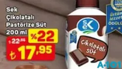 SEK ÇİKOLATALI PASTÖRİZE GÜNLÜK SÜT 200 ML SEK ÇİKOLATALI PASTÖRİZE GÜNLÜK SÜT 200 ML